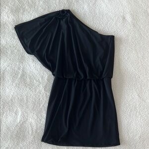 White House Black Market One Shoulder Black Dress